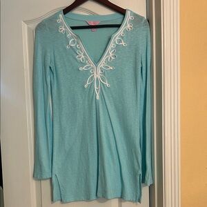 Lilly Pulitzer Light Blue Embroidered Tunic